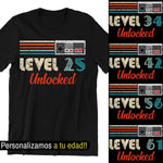 Playera Personalizada de Cumpleanos Retro Player NES Level Unlocked