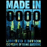 Playeras, blusas y camisetas personalizadas de cumpleaños para hombre y mujer Made In Limited Edition Years of Being Awesome NY City