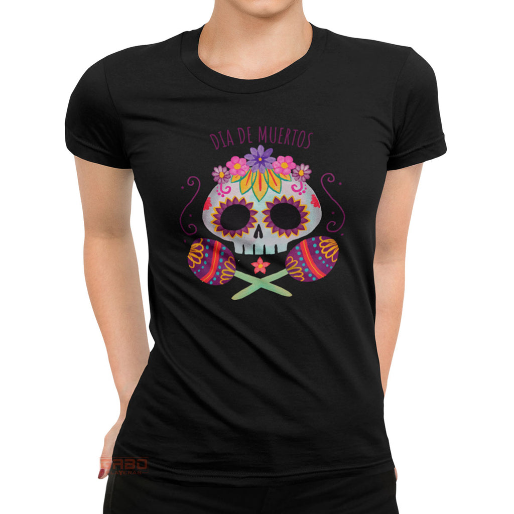 Playera Dia de Muertos Calaverita Maracas