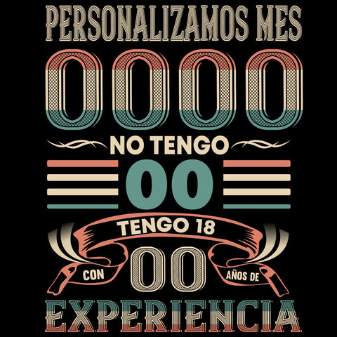 Playeras, blusas y camisetas personalizadas de cumpleaños para hombre y mujer Tengo Años de Experiencia Texas Font