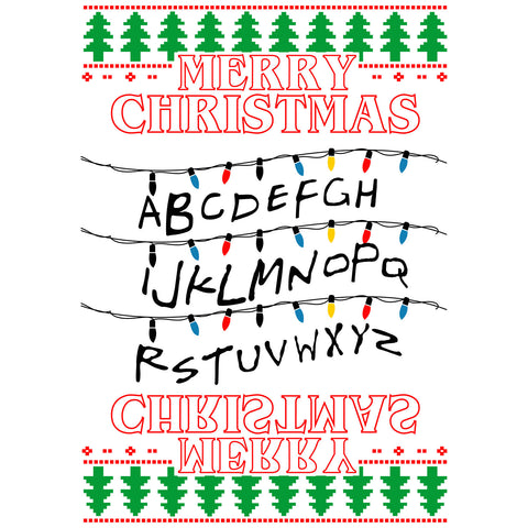 Playeras y Sudaderas Navideñas de Stranger Things Merry Christmas ABC